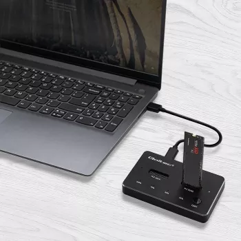 Qoltec 52274 M.2 SSD kettaseadme dokkimisjaam | NVMe | SATA | USB-C | DUAL 2 x 2TB