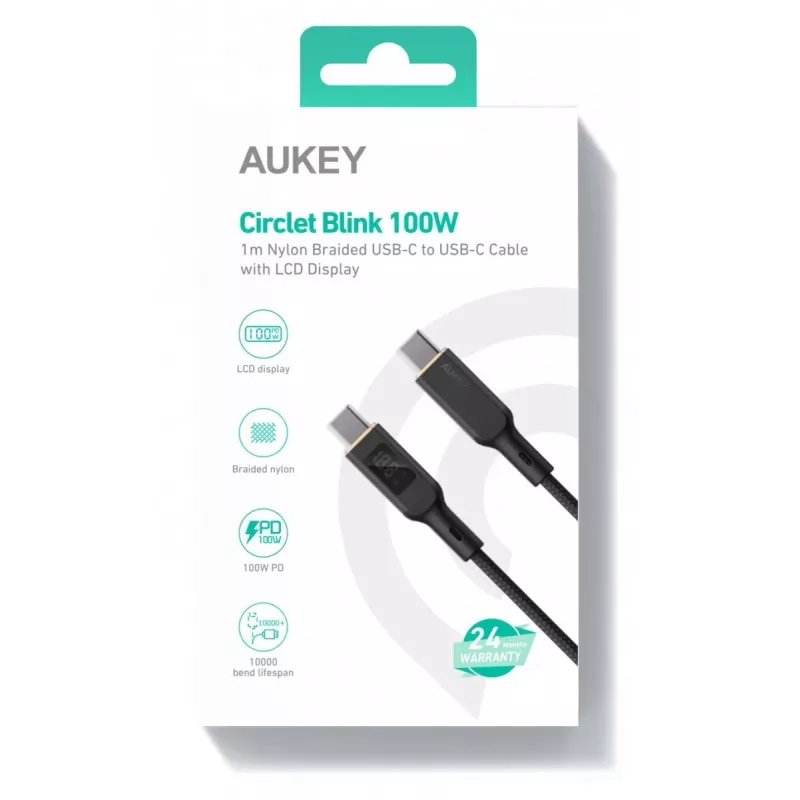 AUKEY CB-MCC102 USB-kaabel 1,8 m USB-C must 480 Gbit/s