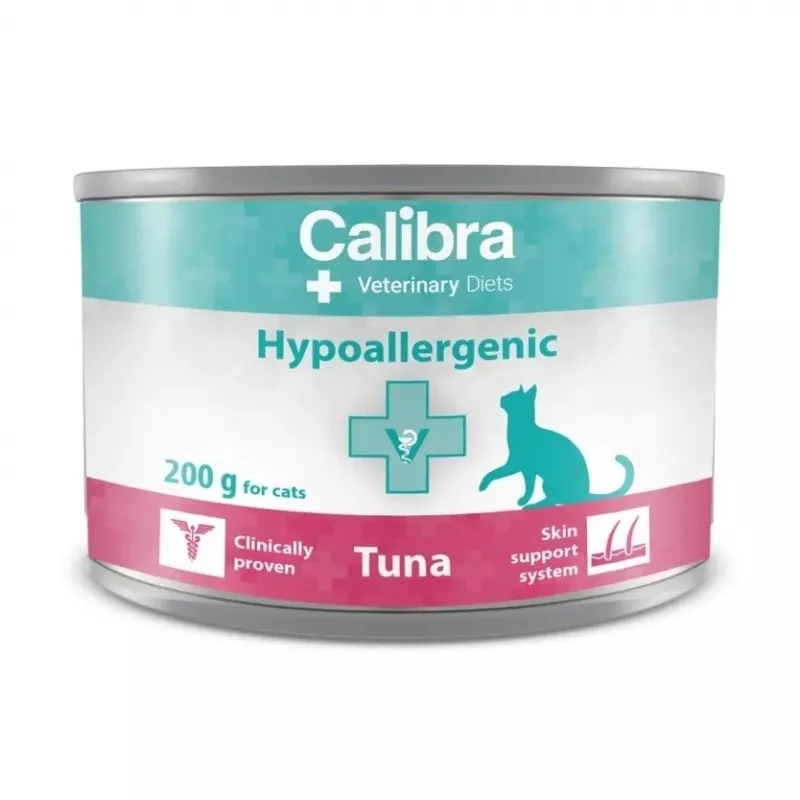 Märg kassitoit Calibra VD Cat Hypoallergenic Tuna 200 g kotike, veterinaarne täistoitu, teraviljavaba, gluteeni- ja sojavaba
