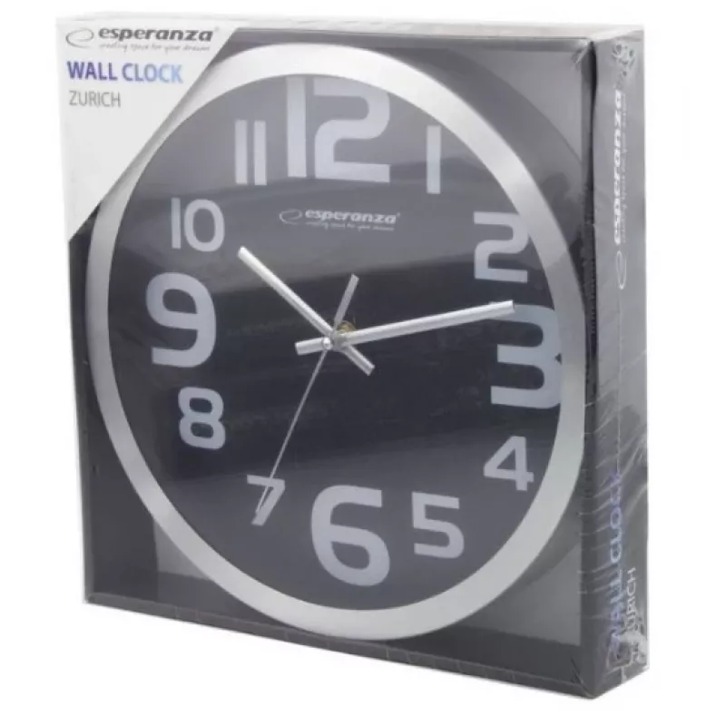Seinakell Esperanza EHC013K Zurich must kvarts ovaalne 25 cm, alumiiniumraam, 4 cm paks