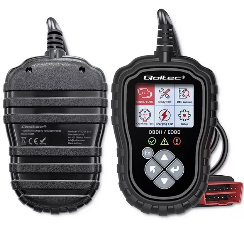 OBDII diagnostikatester QOLTEC ProLine 50685 — sõiduki OBD-II skanner 8V/25V süsteemidele