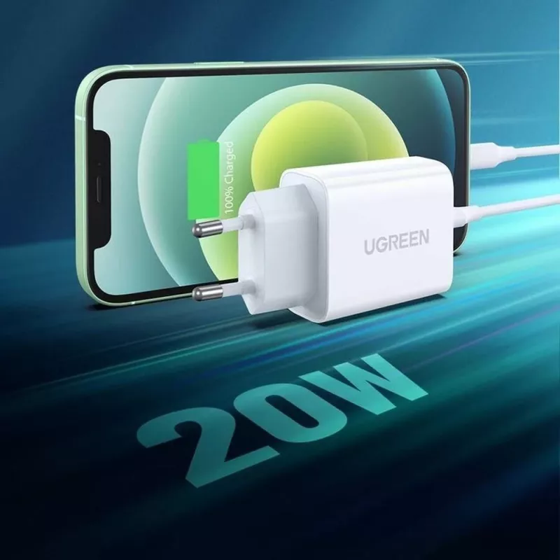 Ugreen USB Power Delivery 3.0 Quick Charge 4.0+ 20W 3A võrguadapter (valge)