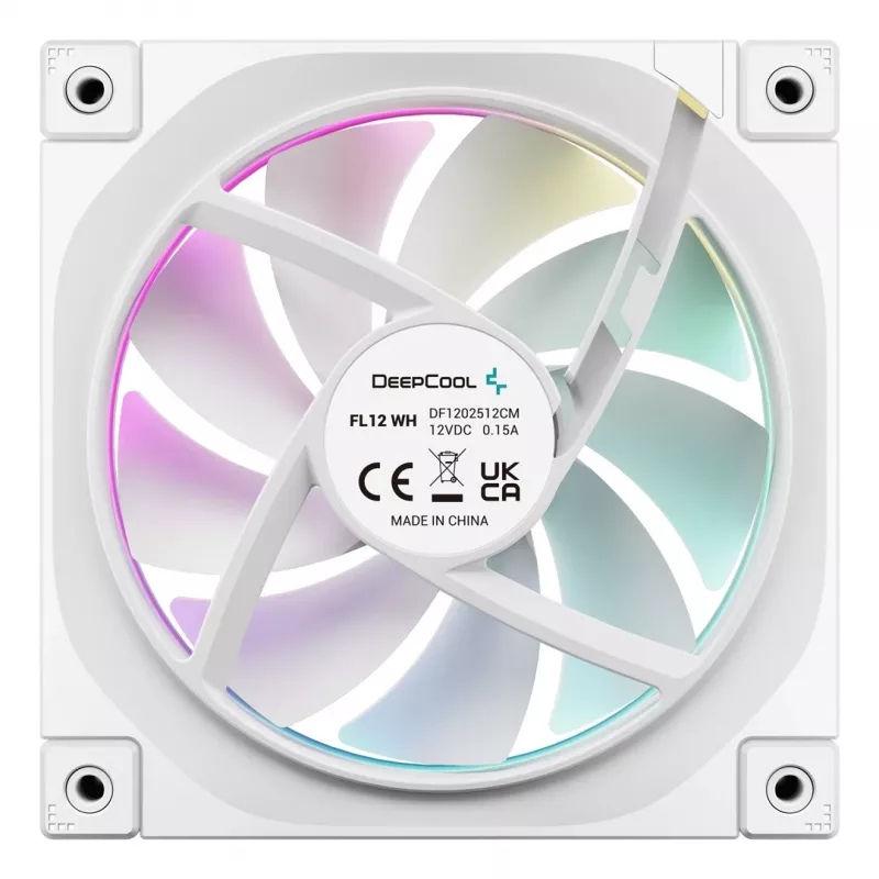 120 mm valge arvutikorpuse ventilaator DeepCool FL12 WH, 2150 RPM, PWM, 55 CFM, 32 dB, FDB, 4-pin