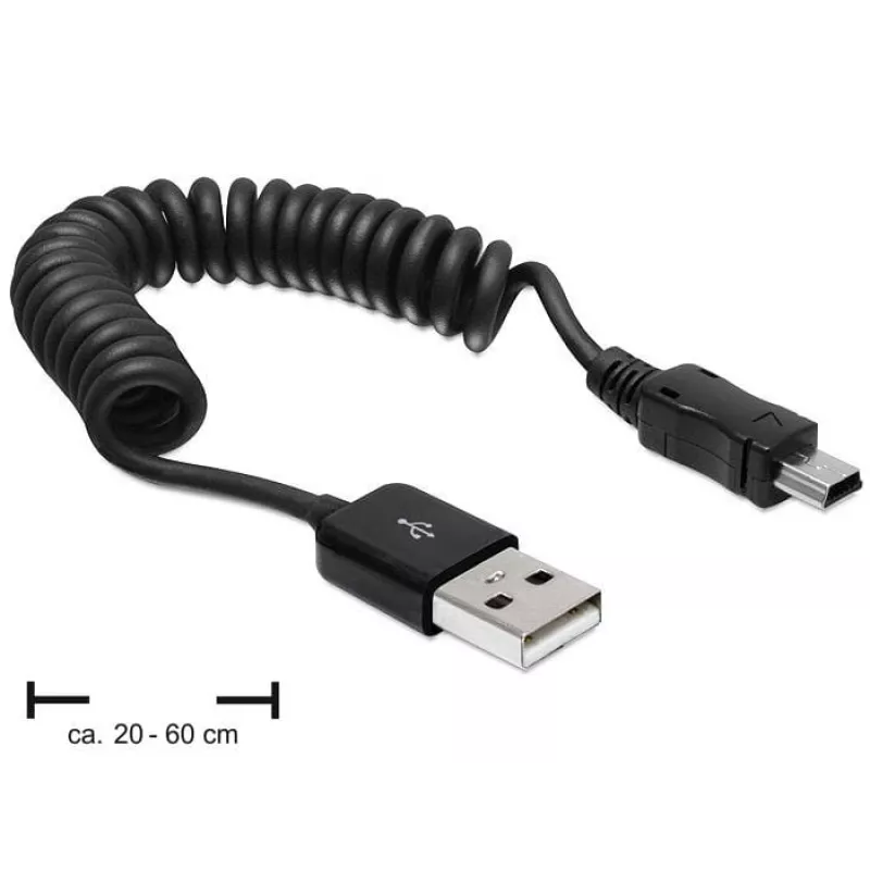 USB-kaabel DeLOCK USB 2.0 0,6 m USB A - Mini-USB A, must