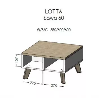 Cama LOTTA 60 Kohvilaud wotani tamm/mat must