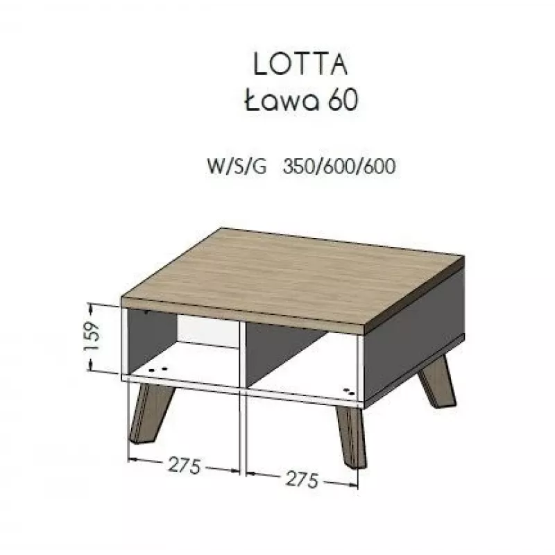 Cama LOTTA 60 Kohvilaud wotani tamm/mat must