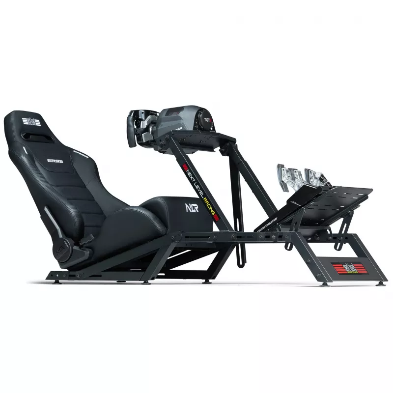 Võidusõidustiilis lamav iste Next Level Racing ERS3 Elite Premium — must PU-nahk, lamav seljatugi, ühildub kabiini/põrandakinnitusega