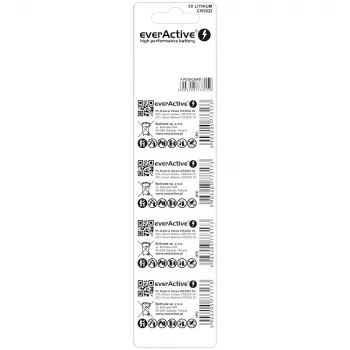 Nööpelement everActive CR3032, 3V, 580 mAh, nööp/münt, 4 tk pakendis