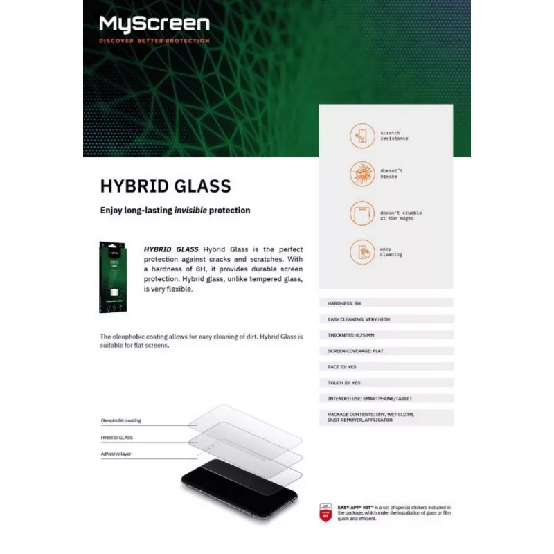 Karastatud hübriidklaasist ekraanikaitse MyScreen Samsung Galaxy A35 M8101HG 9H kõvadus
