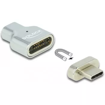 DeLOCK - Thunderbolt / USB-C adapter - USB-C (M) magnetic to USB-C (W) - USB 3,2 Gen 2 / Thunderbolt 3 4,5 A - 8K tugi - hõbedane (66433)