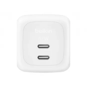 Sisene vahelduvvoolu kiirlaadija Belkin WCH020KQ2MWH-B6 — 2x USB‑C, 2 m sisseehitatud kaabel, valge