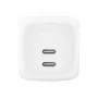 Sisene vahelduvvoolu kiirlaadija Belkin WCH020KQ2MWH-B6 — 2x USB‑C, 2 m sisseehitatud kaabel, valge
