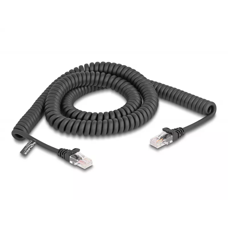 DeLOCK RJ45 spiraalkaabel isane-isane Cat.5e 3 m must
