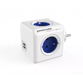 Allocacoc PowerCube Original USB (E) pikendusjuhe 4 AC-pistikupesaga, sinine, valge