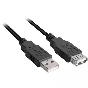 USB 2.0 pikenduskaabel, USB-A isane > USB-A emane must, 1,0 meetrit, topeltvarjestusega