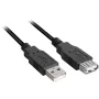 USB 2.0 pikenduskaabel, USB-A isane > USB-A emane must, 1,0 meetrit, topeltvarjestusega
