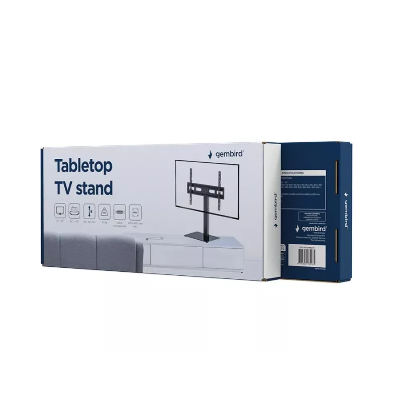 Põranda-TV-alus GEMBIRD TVS-D75S-01 37–75-tollistele teleritele, terasest, reguleeritav kõrgus ja kalle, VESA 75x75–600x400, 40 kg kandevõime