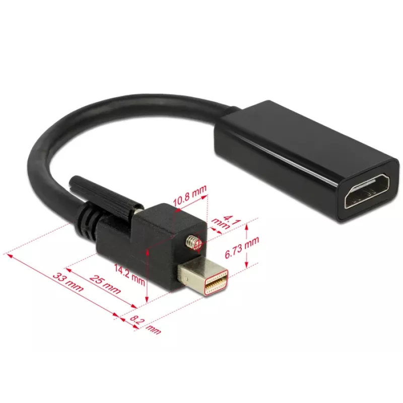 Video kaabli adapter DeLOCK 62640 Mini DisplayPort HDMI-le 0,25 m must