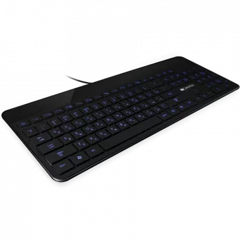 Traadiga õhuke klaviatuur CANYON HKB-5 EN/RU paigutusega ja LED-taustvalgustusega, must