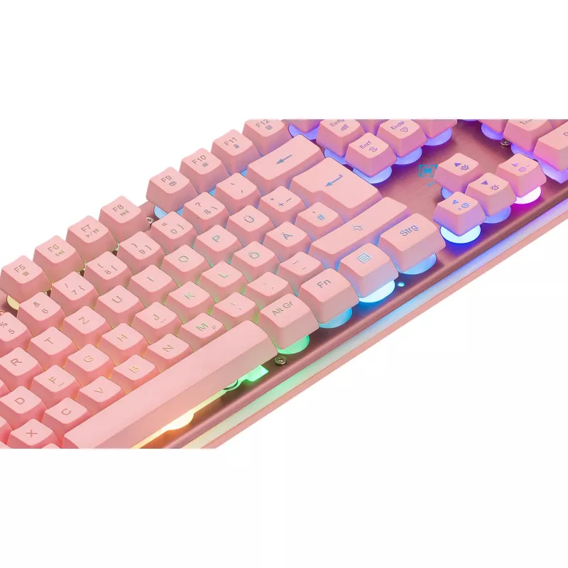Deltaco GAM-021-RGB-P-DE - täissuuruses (100%) - USB - membraanlülitiga - QWERTZ - Roosa