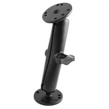 Ram B Size 1 Ball ON 2.5 Round Plates With Amps Hole Pattern, Long Length Double Socket Arm