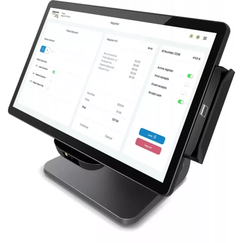 Elo E-Series 3, 8GB RAM, 128GB SSD, WiFi, 39,6cm (15,6''), Full HD, USB, USB-C, RS232, BT, Ethernet, Intel Celeron, SSD, Kit (RS232), must POS-süsteem, Ekraani diagonaal: 39,6