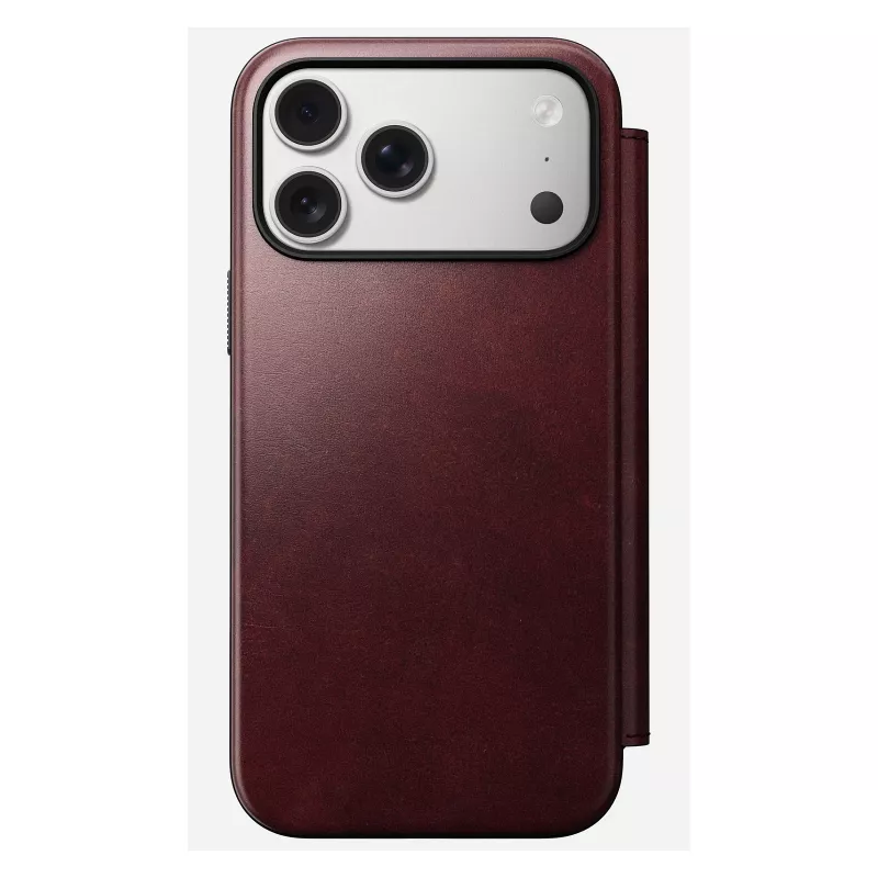 Mobiiltelefoni ümbris Nomad Modern Leather Folio iPhone 17 Pro Max jaoks — nahk, TPU, PC, alumiinium, Burgundia, 16 cm (6,3 tolli)