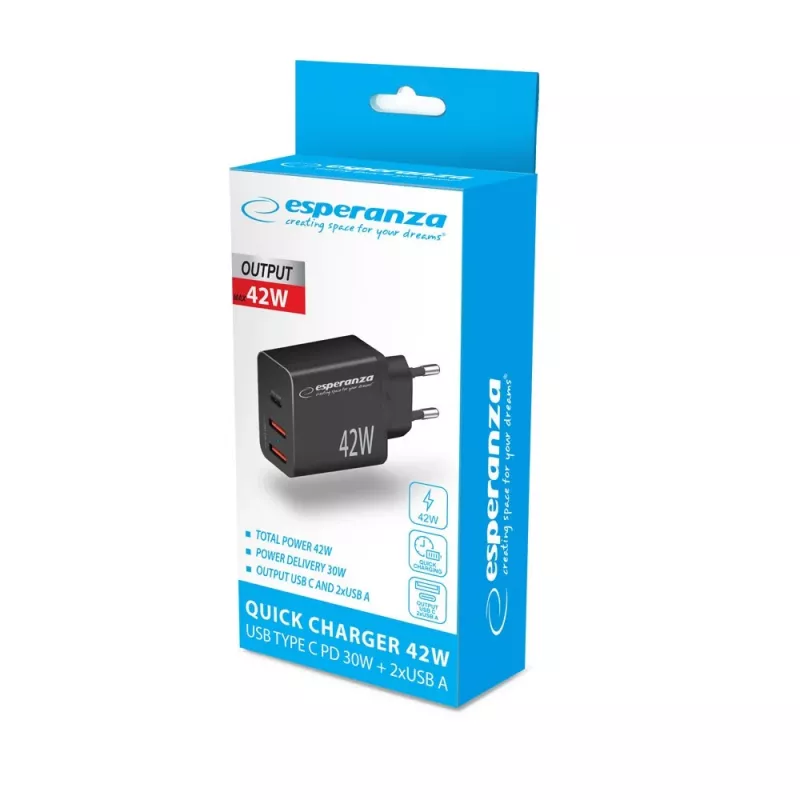 Esperanza EZC106K võrguadapter 42W Must