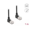 Võrgukaabel DeLOCK RJ45 Cat.6A S/FTP õhuke 90° ülespoole 1m must