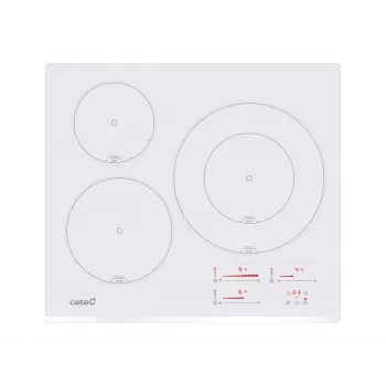 Sisseehitatav 60 cm CATA INSB 6030 WH induktsioonpliit — 3 tsooni, valge, puutjuhtimine, klaaskeraamiline