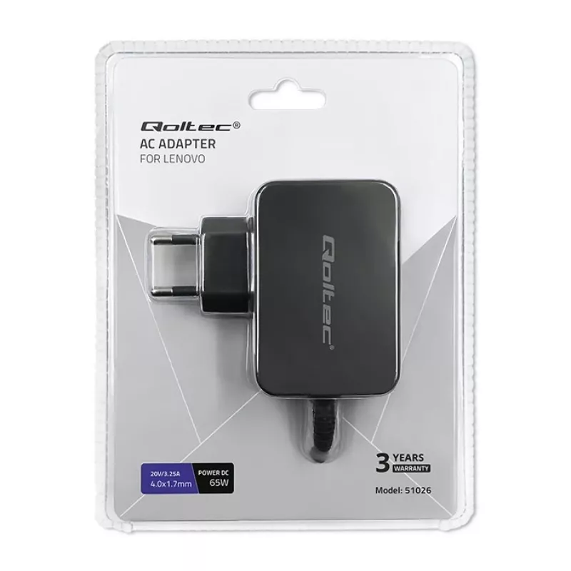 Qoltec 51026 toiteadapter/inverter Sise-/välikasutuseks 65 W Must