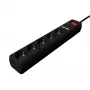 Gembird SPG5-U2-5-02 Pikendusjuhe USB-laadijaga, 5 pistikupesa, 1,5 m, 2x USB, must
