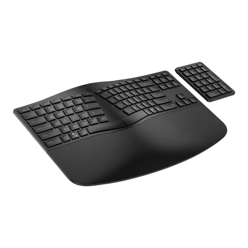 HP 960 Ergonoomiline juhtmevaba klaviatuur, täissuuruses (100%), juhtmevaba, RF-juhtmevaba + Bluetooth, membraan, must