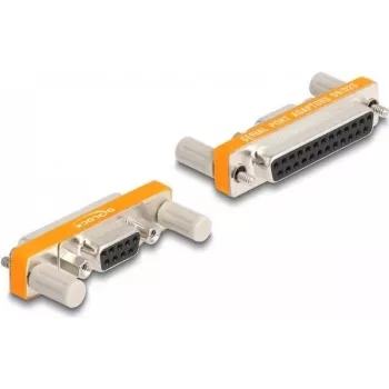 Soovahetaja adapter DELOCK D-Sub 9 kontaktiga D-Sub 25 kontaktile 66983, kullatud kontaktidega, oranž/hõbedane