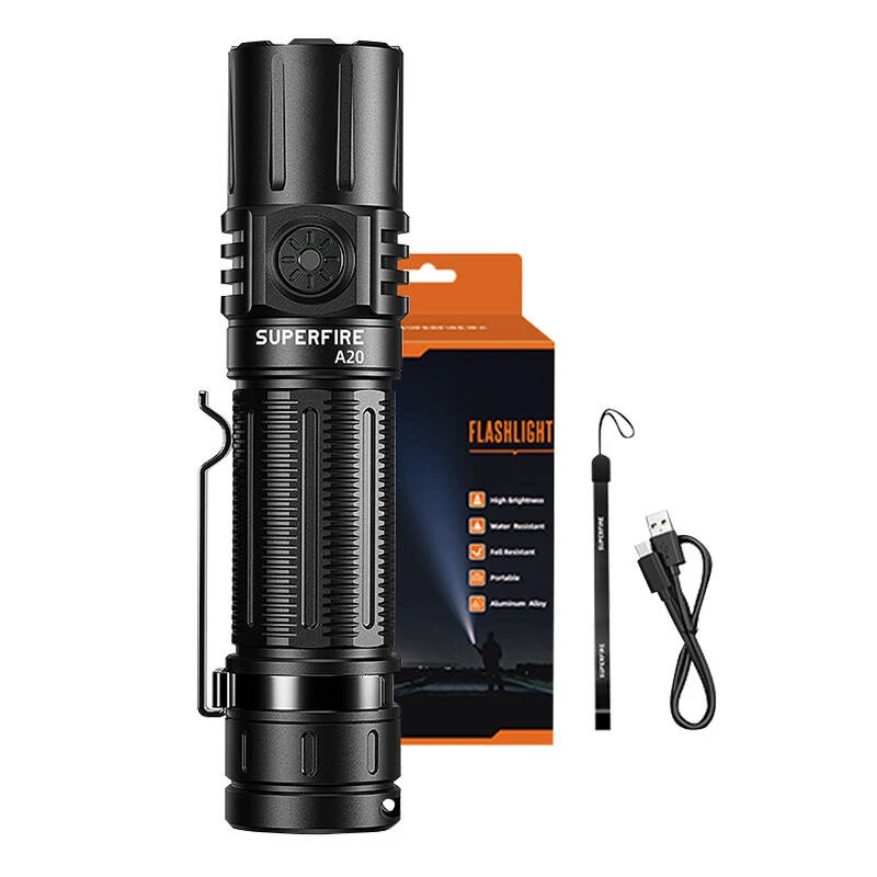 Käsilatern LED Superfire A20 — 1700 lm valgusvoog, 300 m valgusvihu kaugus