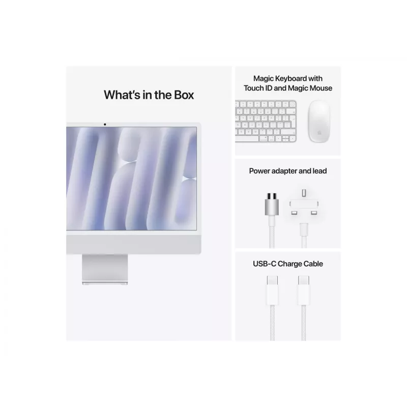 iMac 24 tolli: M4 10/10, 24 GB, 512 GB SSD – hõbedane