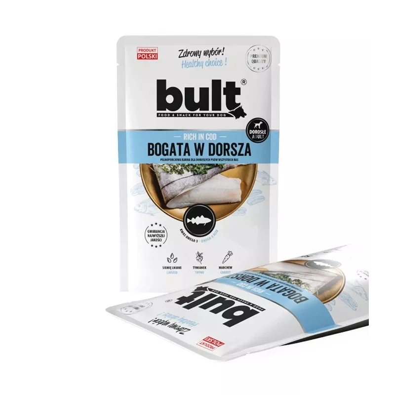 Märg koeratoit BULT Rich in cod 100 g kott, täiskasvanud koertele, kalamaitseline, soja- ja gluteenivaba
