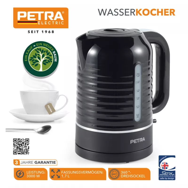 Elektriline veekeetja Petra 1,7L 3KW must