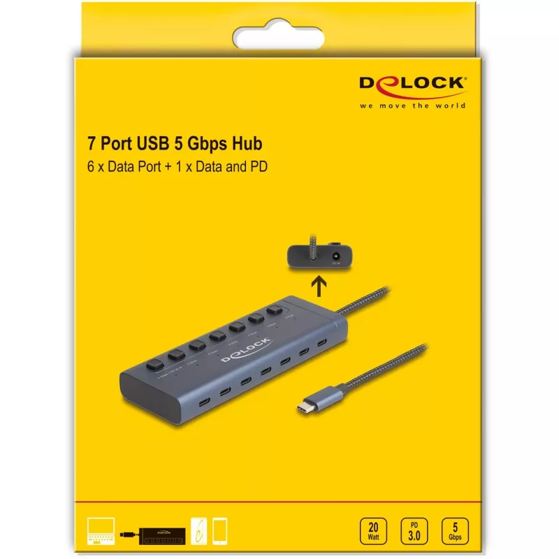 DeLOCK 63410 USB 3.2 Gen 1 USB-C jaotur 5000 Mbit/s sinine