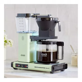 Tilkkohvimasin MOCCAMASTER KBG Select — 1,25 l veepaak, 10 tassi mahutavus, roostevaba teras, pastellroheline