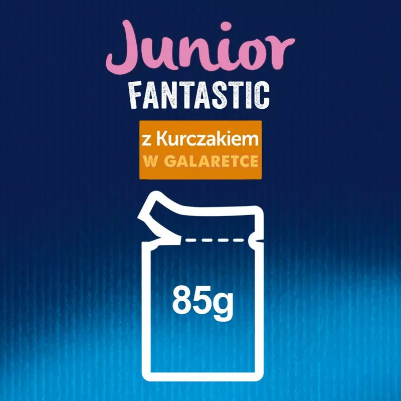 Purina Nestlé Felix Fantastic Junior märg kassitoit, 85 g kotike — kana, 77,5% niiskus, 13,5% valk