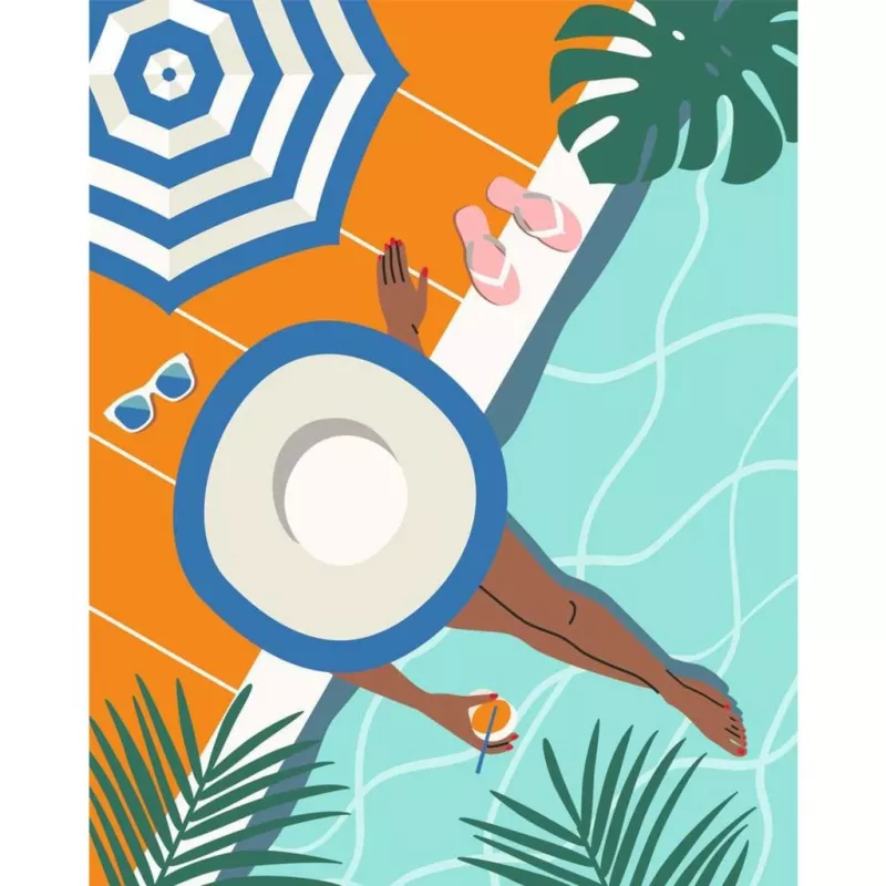 Värvi-numbri järgi komplekt Ravensburger CreArt – Pool Time (värvimiskomplekt, mudel 25523)