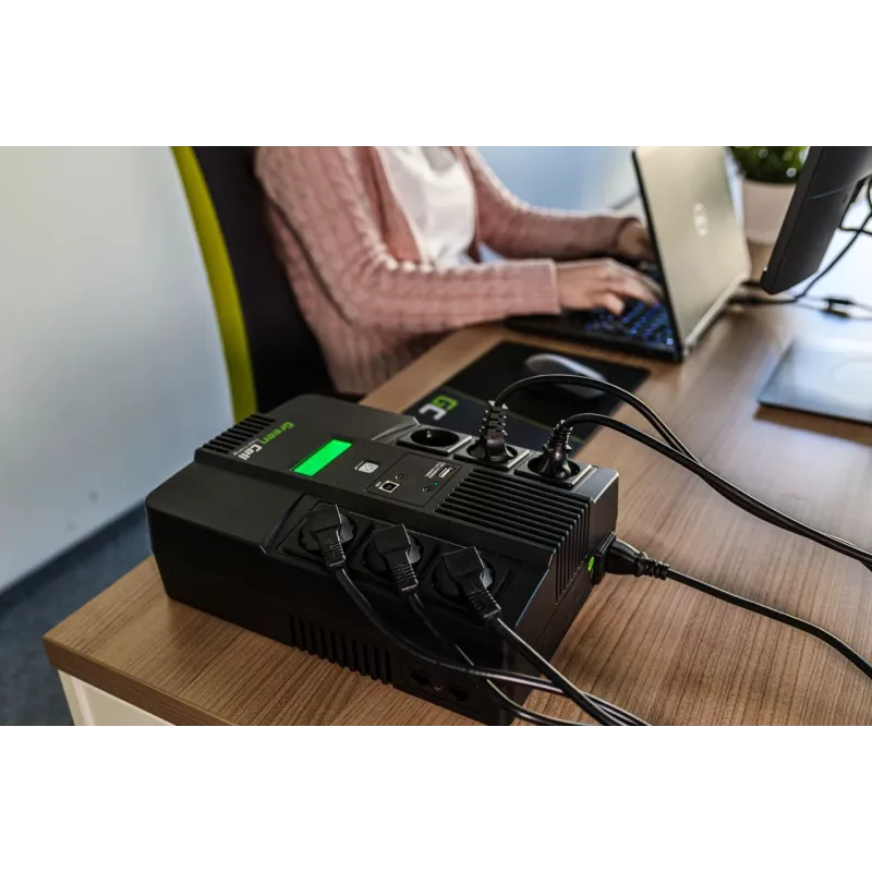 Katkematu toiteallikas roheline Cell UPS06, line-interaktiivne 600 VA (360 W), 6 vahelduvvoolupesa, LCD, USB, RJ-45, 12 V 7 Ah aku