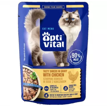 OptiVital kassi tükeldatud tükid kana kastmes 85g