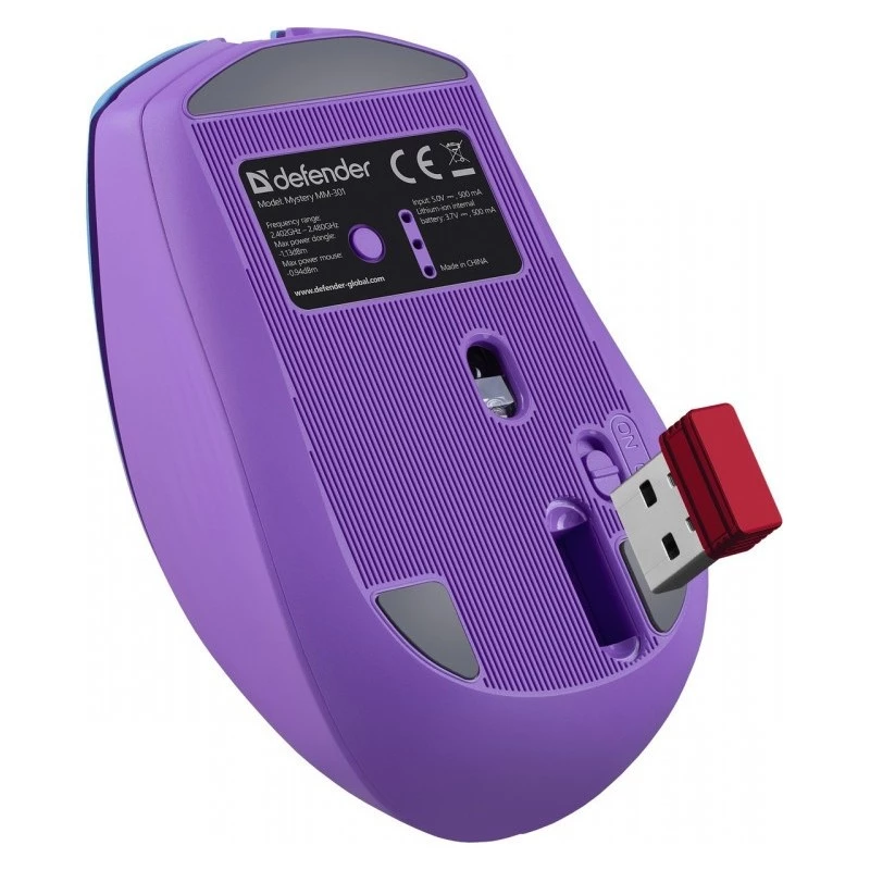 hiir DEFENDER MYSTERY MM-301 RF+BT lilla 1600dpi 6P