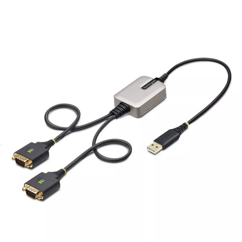 StarTech.com 2 jala (60cm) 2-pordiline USB-jadaliidese adapterkaabel, vahetatavad DB9 kruvid/mutrid, COM-i säilitus, USB-A – DB9 RS232, FTDI, 4. taseme ESD kaitse, Windows/macOS/ChromeOS/Linux – vastupidav TPE-konstruktsioon