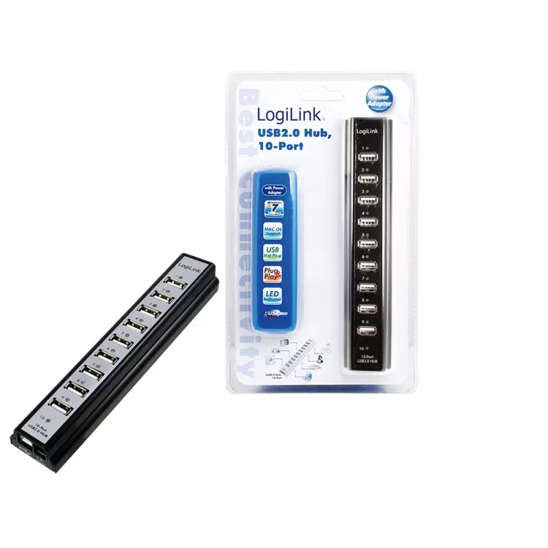 LogiLink UA0096 liidese jaotur 480 Mbit/s Must