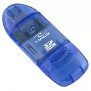 Kaardilugeja Titanum TA101B USB 2.0, sinine — toetab MicroSD, SD/SDHC, MMC, MS formaate, 480 Mbit/s