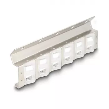 Keystone hoidik 12-pordiline kallutatav 10-tollise ja 19-tollise raami/seinale paigaldamiseks, DELOCK 67040, metall/plast, hõbedane, 77×222×27 mm