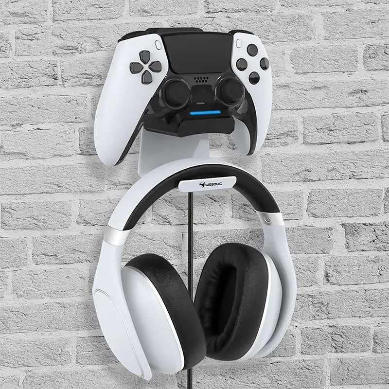 Laadimisalus SUBSONIC SA5655 PS5 kontrollerile ja peakomplektile – topeltlaadija DualSense’ile ja traadita peakomplektile